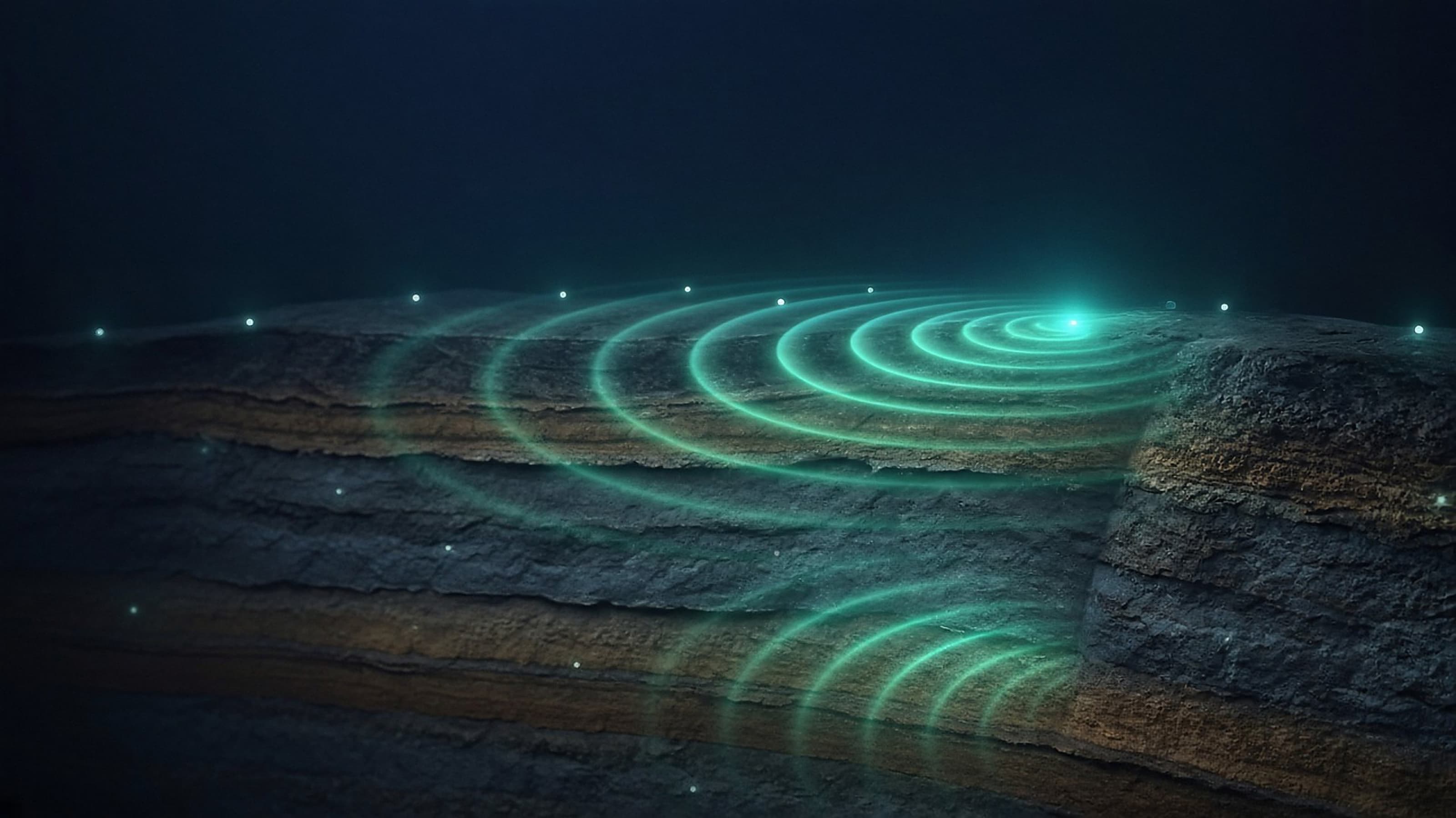 Acoustic wave field propagating through subsurface layers